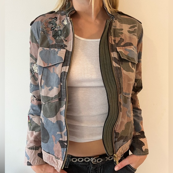 Never worn Zadig & voltaire embroidered camo jacket